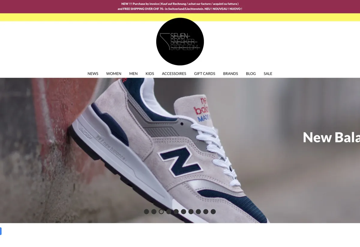 Website von Seven Sneaker Store